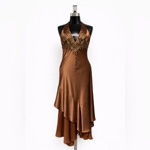 Beaded Brown Evening Dress – Size 8